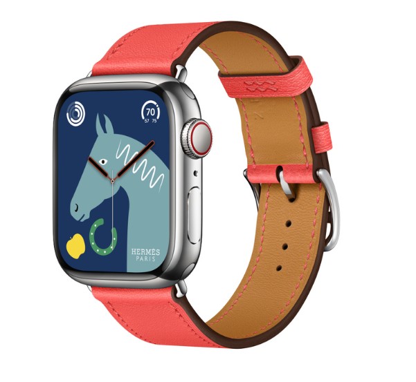 Часы Apple Watch Hermès Series 8 GPS + Cellular 41mm Silver Stainless Steel Case with Rose Texas Swift Leather Single Tour
