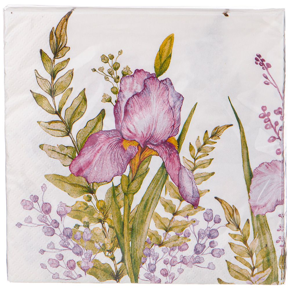 САЛФЕТКИ БУМАЖНЫЕ LEFARD "IRISES" 33*33СМ, 3СЛОЯ, 20ШТ