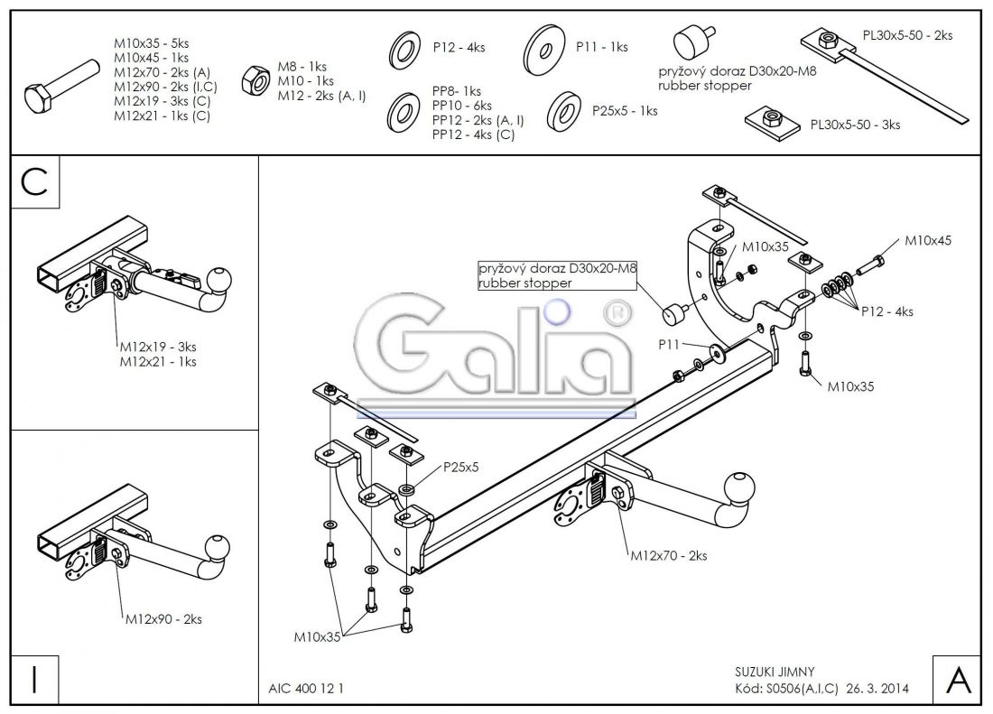 Фаркоп Galia (оцинкованный) Suzuki Jimny 1998-2018 быстросъемное крепление шара