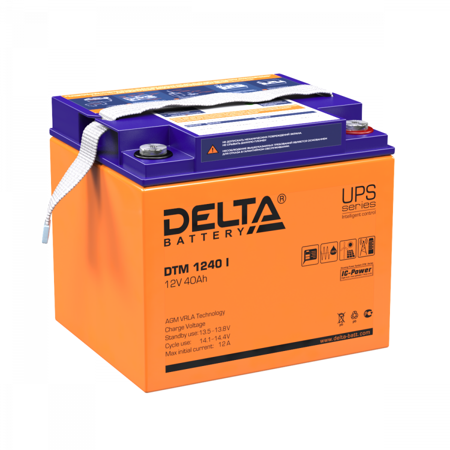 Аккумулятор герметичный VRLA свинцово-кислотный DELTA DTM 1240 I