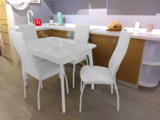 Стол DikLine М40 белый/стекло белое optiwhite