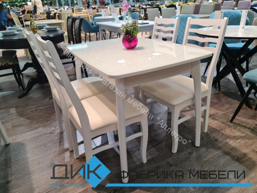 Стол DikLine М15 белый/стекло белое optiwhite