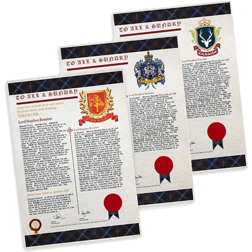 Красивая грамота на пергаментной бумаге для Лордов и Леди Glencoe (Шотландия)