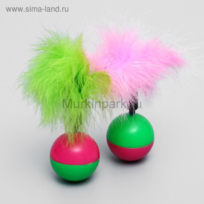 Игрушка-неваляшка для кошек с перьями, микс цветов