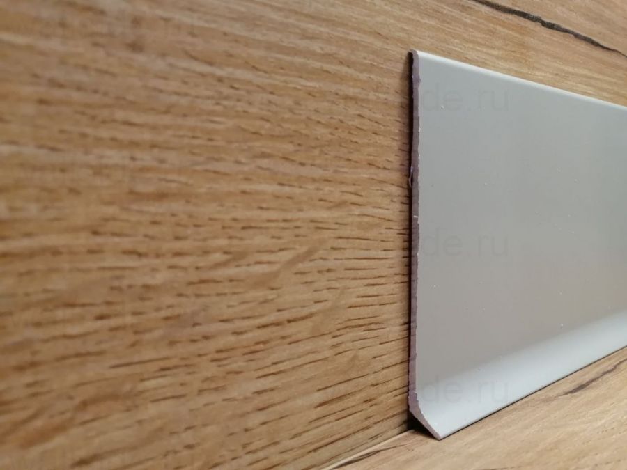 Плинтус алюминиевый Евротрим 2155, 100х10 мм, серебро матовое