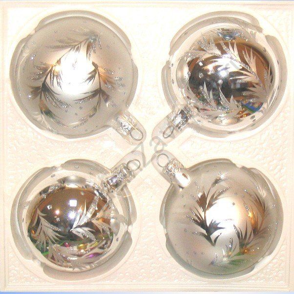 Елочный набор 75мм Зимняя ветка 4шт С655