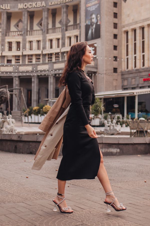 Платье Forza с разрезом черное