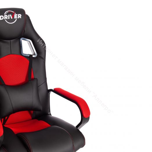 Кресло DRIVER (22) кож/зам/ткань, черный/красный, 36-6/TW-08