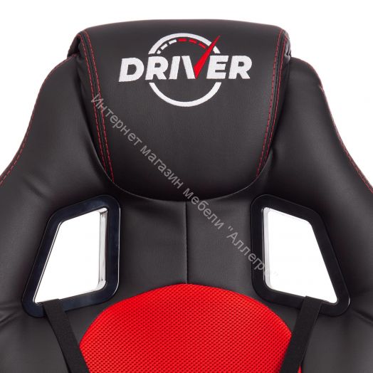 Кресло DRIVER (22) кож/зам/ткань, черный/красный, 36-6/TW-08