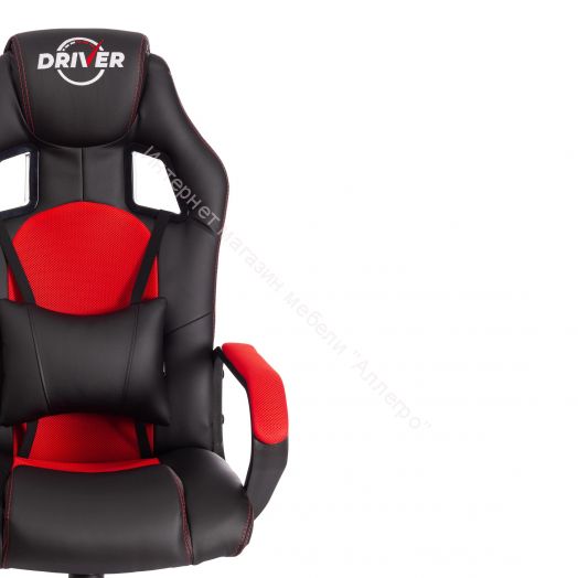 Кресло DRIVER (22) кож/зам/ткань, черный/красный, 36-6/TW-08