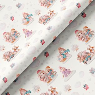 Хлопок - Новогодние зайки на белом 50х37 см limit