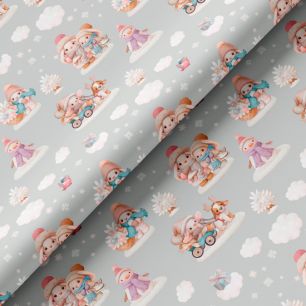 Хлопок - Новогодние зайки на сером 50х37 см limit