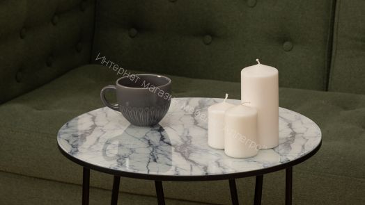 Стол журнальный ДП 1-03-09 (Чёрный/Мрамор белый)