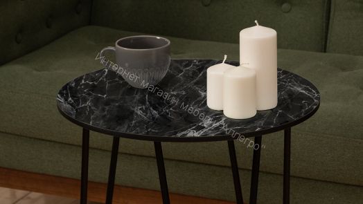 Стол журнальный ДП 1-03-09 (Чёрный/Мрамор чёрный)