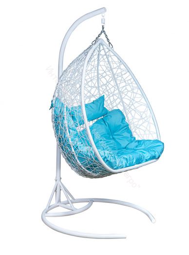 Подвесное Кресло Leset Гаити каркас Белый подушка Бирюза яркая