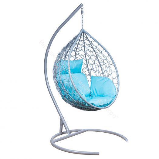 Подвесное Кресло Leset Эва каркас Серый металлик подушка Бирюза яркая
