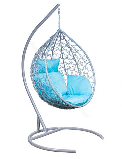 Подвесное Кресло Leset Эва каркас Серый металлик подушка Бирюза яркая