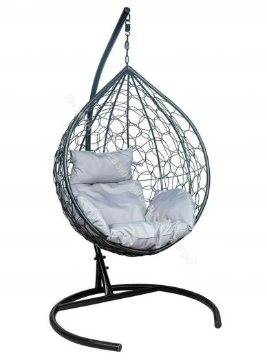 Подвесное Кресло Leset Эва каркас Черный подушка Светло-серая
