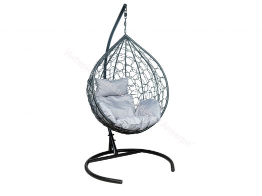 Подвесное Кресло Leset Эва каркас Черный подушка Светло-серая