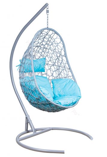Подвесное Кресло Leset Ажур каркас Серый металлик подушка Бирюза яркая