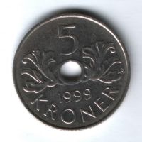 5 крон 1999 года Норвегия