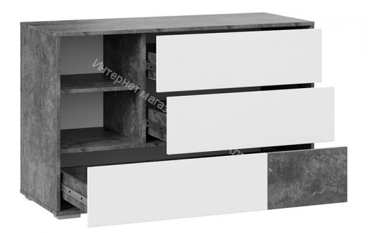 Комод "Монтерей" исп.2 (Цемент тёмный/Белый)