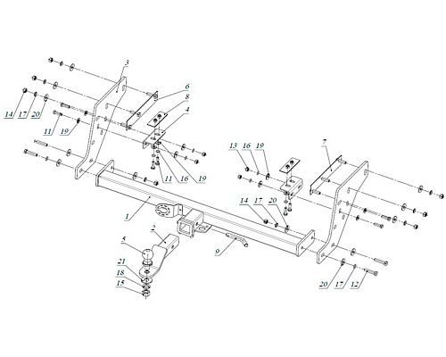 Фаркоп с хромированной накладкой на Mitsubishi L200 2006-2015 без подрезки бампера. Тип шара: Е