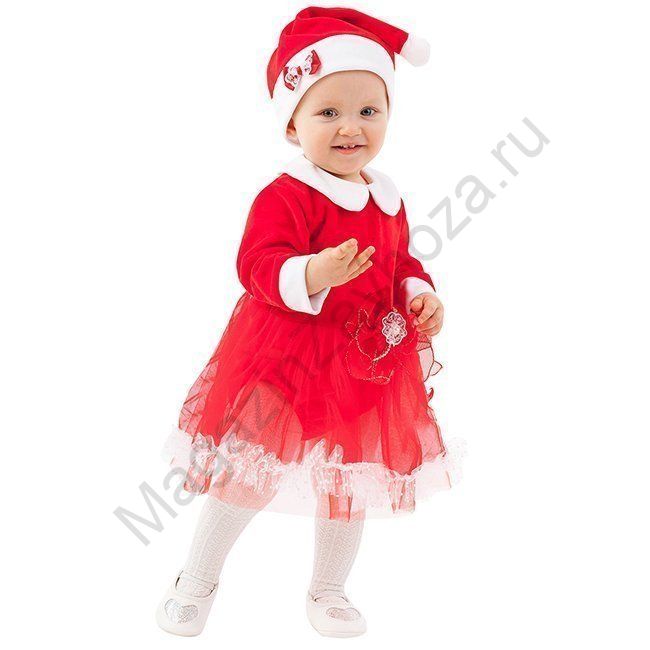 Карнавальный костюм Мисс Санта  р 74 /текстиль/Пуговка/