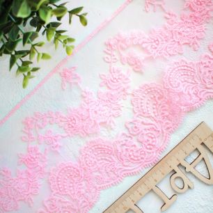 Кружево на сетке, 13 см Розово-персиковый, 1 м