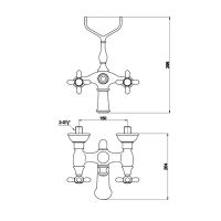 Смеситель в стиле ретро для ванны с душем Timo Ritz 0144Y silver cross схема 2