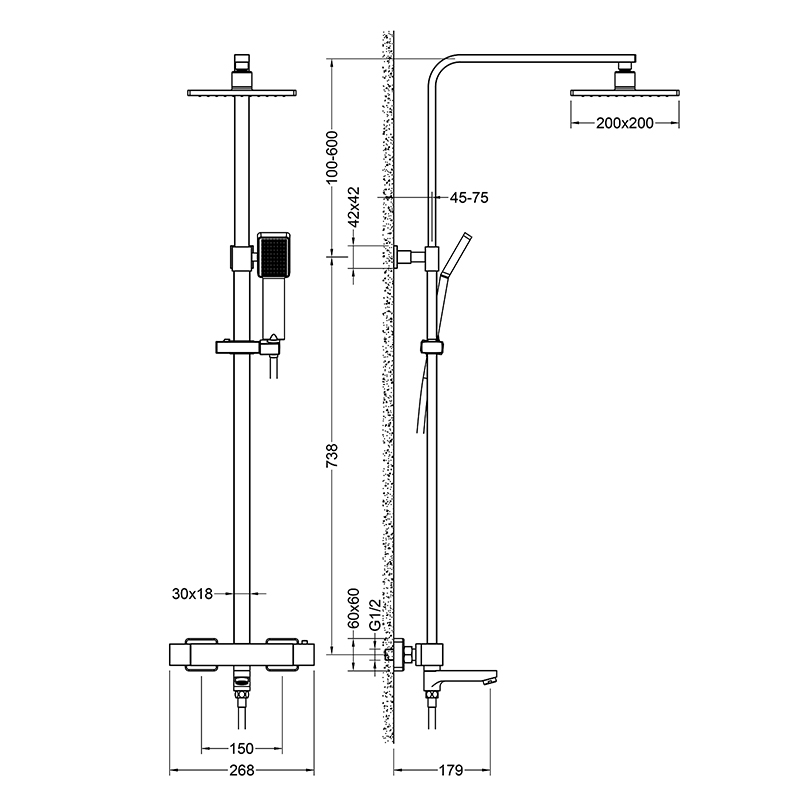 Душевая стойка с термостатом Timo Tetra-thermo SX-0169 схема 7