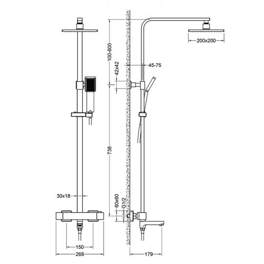 Душевая стойка с термостатом Timo Tetra-thermo SX-0169 схема 7