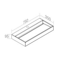 Раковина AET ITALIA P35 RETTANGOLARE L.75 мебельная накладная/подвесная L011T1R1V4 схема 2