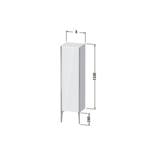 Напольный шкаф-пенал Duravit XViu 133х50х36 с тремя полками XV1326 L/R схема 3