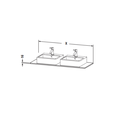 Cтолешница Duravit Xsquare XS063 для двух раковин схема 2