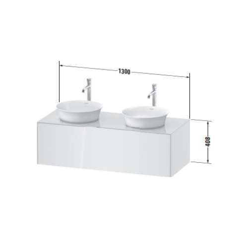 Подвесная тумба и консоль Duravit White Tulip WT497 с двумя вырезами схема 7