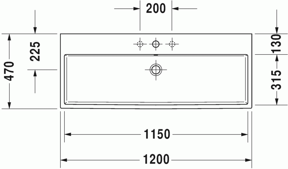 Раковина Duravit Vero Air шлифованная 120х47 235012 схема 2