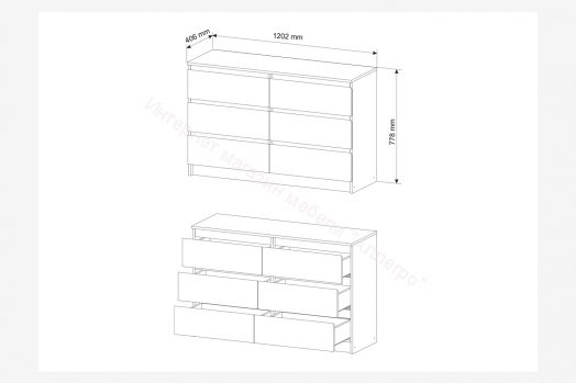 Комод Мори МК1380.6 с 6 ящиками Дуб сонома/Белый