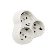 Тройник 3гнзд с/з круглый, белый 16А 250В Smartbuy