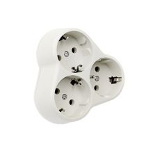 Тройник 3гнзд с/з круглый, белый 16А 250В Smartbuy