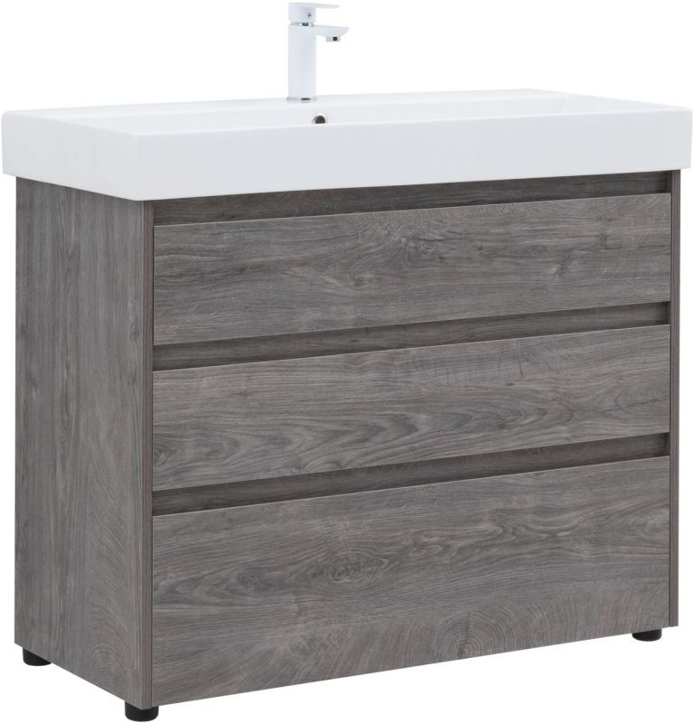 Тумба с раковиной Aquanet Nova Lite 100 дуб рошелье (3 ящика) 00307082