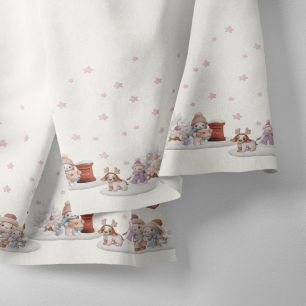 Хлопок - Бордюр зимние зайки на белом  25*75 limit