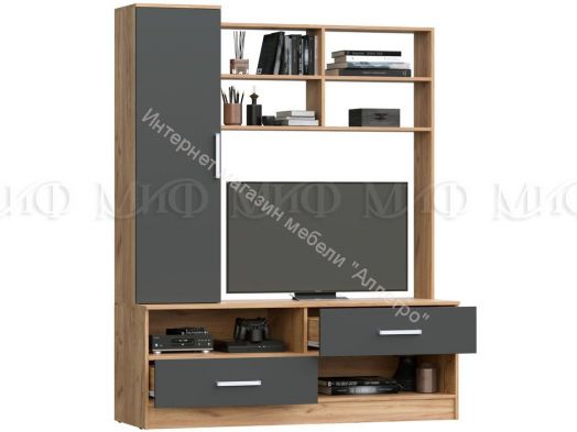 Гостиная Мартина центральная секция Графит, Дуб крафт