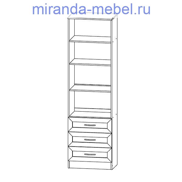 ПРН.12 Шкаф (полки 3 ящ) Анкор белый Принцесса