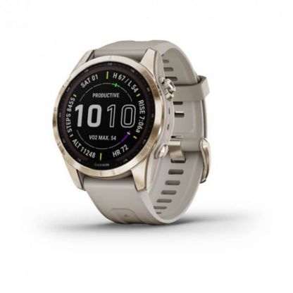 Часы Garmin Fenix 7S Sapphire Solar титановый кремовый с нейлоновым ремешком