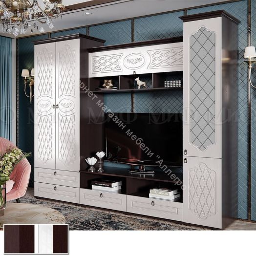 Гостиная "Престиж" Жемчуг/Дуб Венге