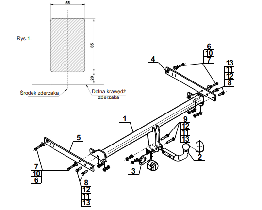 Фаркоп Seat Leon ST универсал 2013-2020 условно-съемное крепление шара
