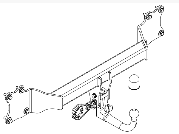 Фаркоп Audi Q8 2018- вертикальное быстросъемное крепление шара на ключе