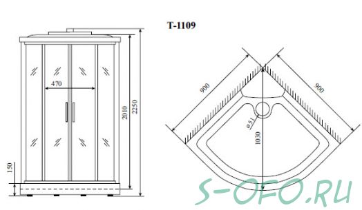 Душевая кабина Timo Standart T-6609 Silver