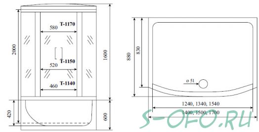 Душевая кабина Timo Standart T-6670 Black